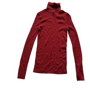 Uniqlo 100% Wool Knit Turtleneck Sweater Women's Maroon Long Sleeve Winter